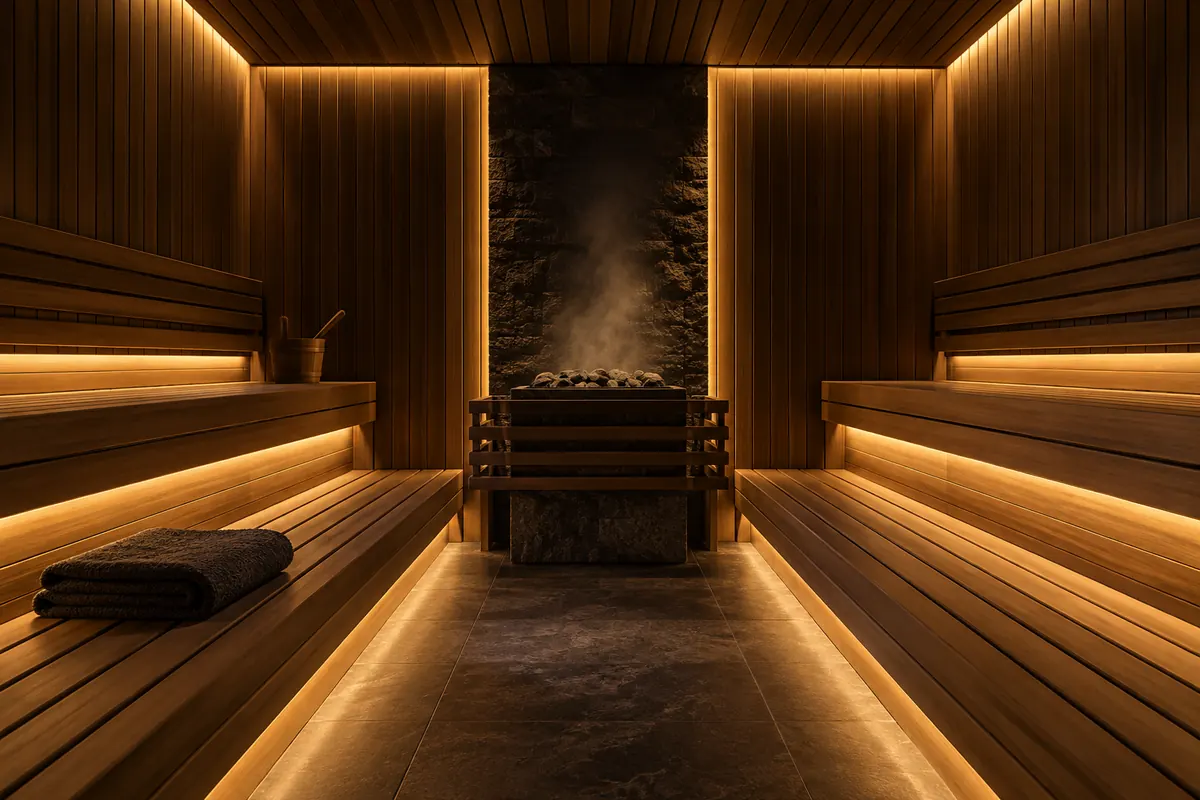 Un sauna en bois, chaleureux et tamisé